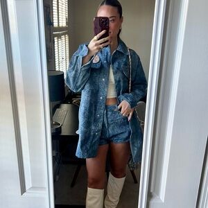 Zara Blue Speckled Two-Piece Shorts Set